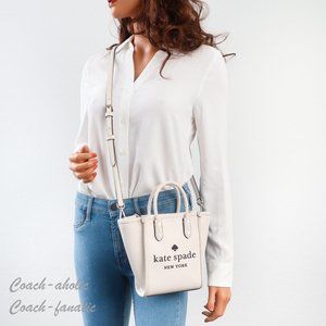 NWT Kate Spade New York Ella Mini Leather Tote Crossbody in Parchment